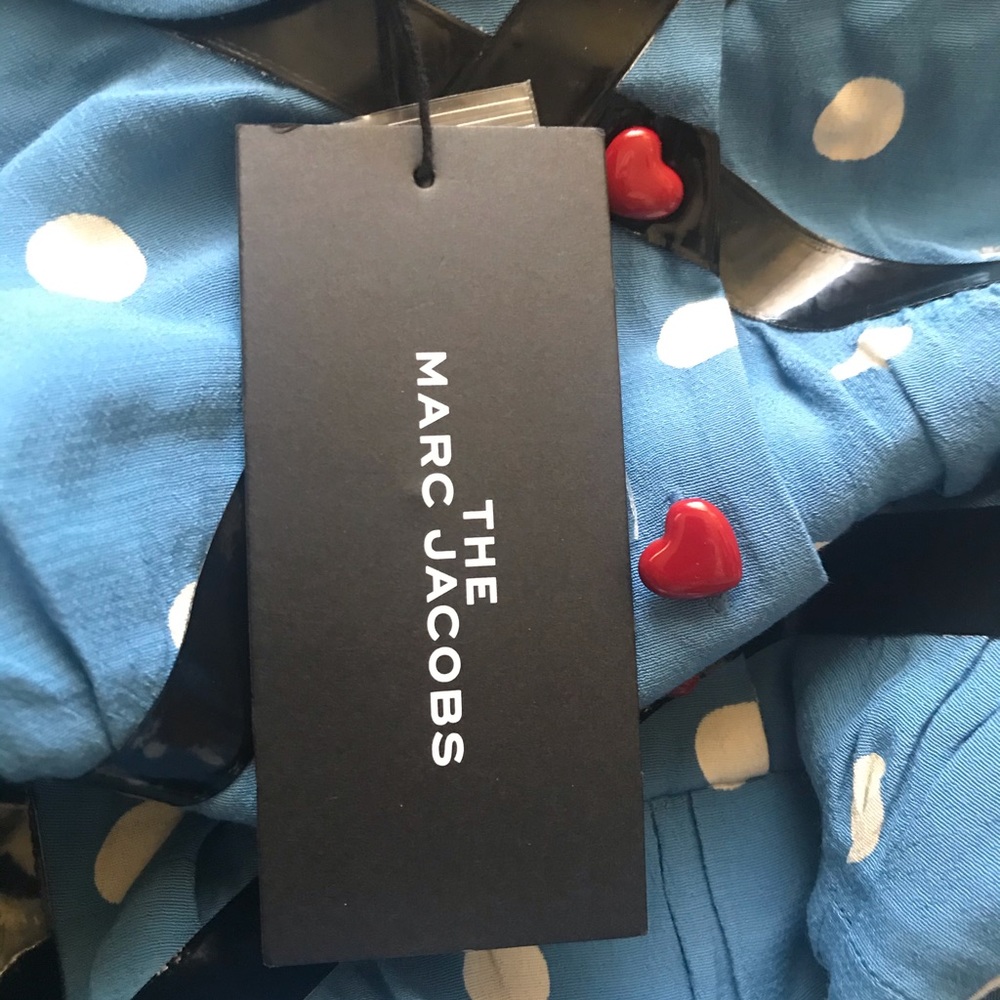 Marc Jacobs Runway The DIY Dress Blue Polka Dots Red hearts Buttons NWT $1200+ - Picture 6 of 7